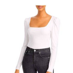 7 For All Mankind Square Long Sleeve Top - ivory - large